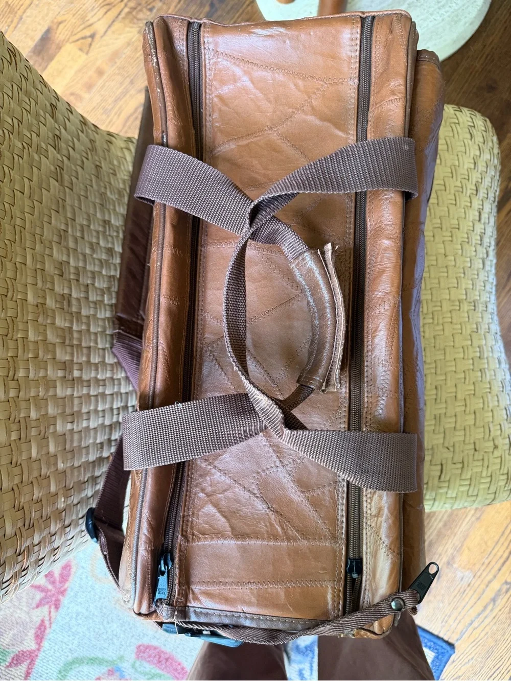 Coaster Brown Large Leather camera Bag Duffle Bag